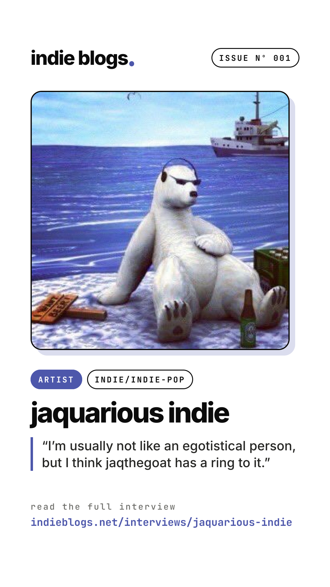 jaquarious indie interview story graphic